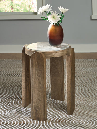 Evee Outdoor & More - Ashley Furniture - Gavrilley Accent Table - Accent Table / Gray/White/Brown - A4000722