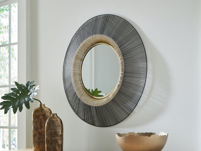 Evee Outdoor & More - Ashley Furniture - Dallmen Mirror - Accent Mirror / Black/Gold Finish - A8010407