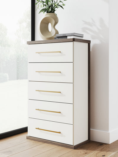 Evee Outdoor & More - Ashley Furniture - Kendanport Bedroom - Five Drawer Chest / Brown/White - PCB1108-46