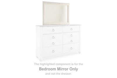 Evee Outdoor & More - Ashley Furniture - Willowton Bedroom - Bedroom Mirror / Whitewash - B267-36