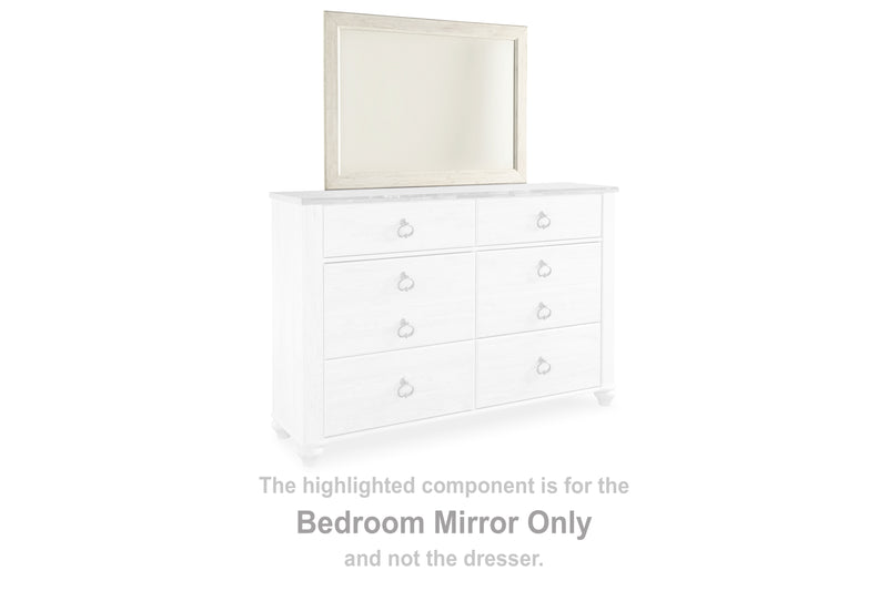 Evee Outdoor & More - Ashley Furniture - Willowton Bedroom - Bedroom Mirror / Whitewash - B267-36