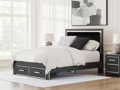 Evee Outdoor & More - Ashley Furniture - Zuraleus Bedroom - Queen Upholstered Panel Storage Bed / Black - PCB3380B4
