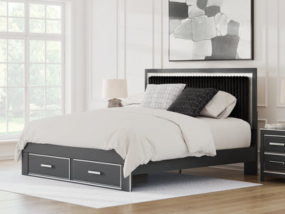 Evee Outdoor & More - Ashley Furniture - Zuraleus Bedroom - King Upholstered Panel Storage Bed / Black - PCB3380B11