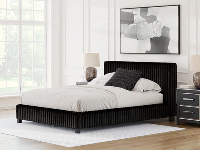 Evee Outdoor & More - Ashley Furniture - Zuraleus Bedroom - Queen Upholstered Bed / Black - PCB3380B8