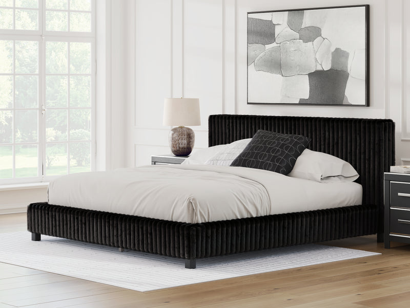 Evee Outdoor & More - Ashley Furniture - Zuraleus Bedroom - King Upholstered Bed / Black - PCB3380B13