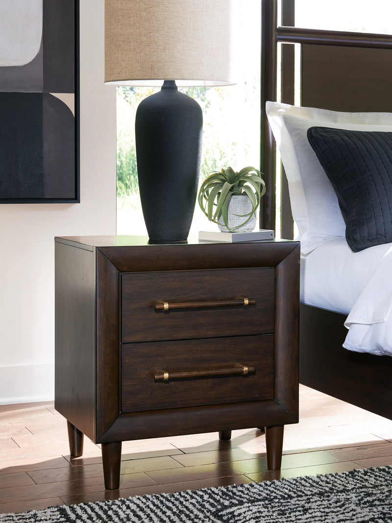 Evee Outdoor & More - Ashley Furniture - Dantenton Bedroom - Two Drawer Night Stand / Merlot - B611-92