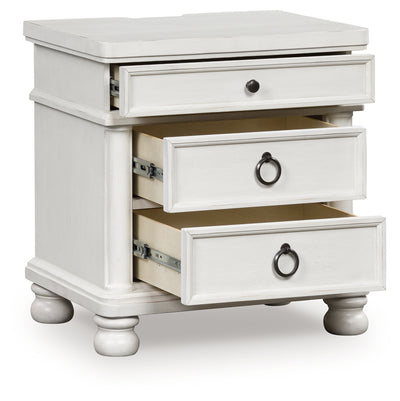 Evee Outdoor & More - Ashley Furniture - Rowlenstown Bedroom - Three Drawer Night Stand / Antique White - PCB823-93