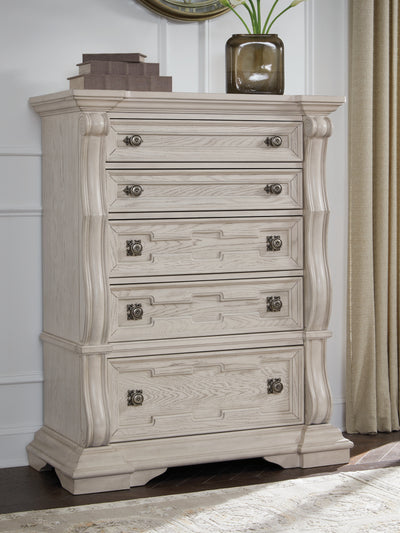 Evee Outdoor & More - Ashley Furniture - Bruchandi Bedroom - Five Drawer Chest / Antique White - PCB948-46