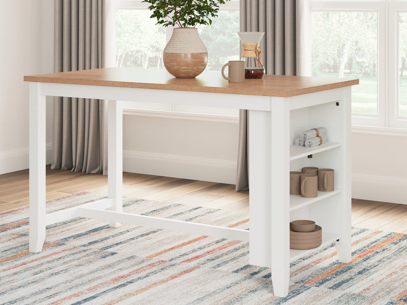 Evee Outdoor & More - Ashley Furniture - Gesthaven Dining Room - RECT Dining Room Counter Table / Natural/White - D398-13