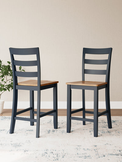 Evee Outdoor & More - Ashley Furniture - Gesthaven Dining Room - Counter Height Barstool (Set of 2) / Natural/Blue - D399-124X2