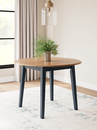 Evee Outdoor & More - Ashley Furniture - Gesthaven Dining Room - Round DRM Drop Leaf Table / Natural/Blue - D399-15