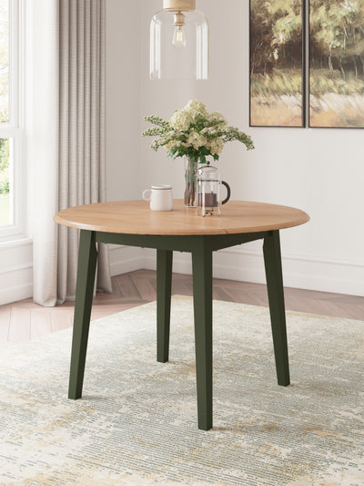 Evee Outdoor & More - Ashley Furniture - Gesthaven Dining Room - Round DRM Drop Leaf Table / Natural/Green - D401-15