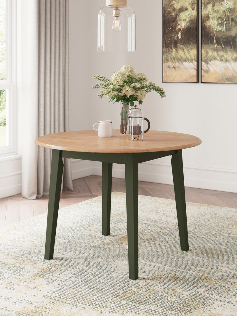 Evee Outdoor & More - Ashley Furniture - Gesthaven Dining Room - Round DRM Drop Leaf Table / Natural/Green - D401-15