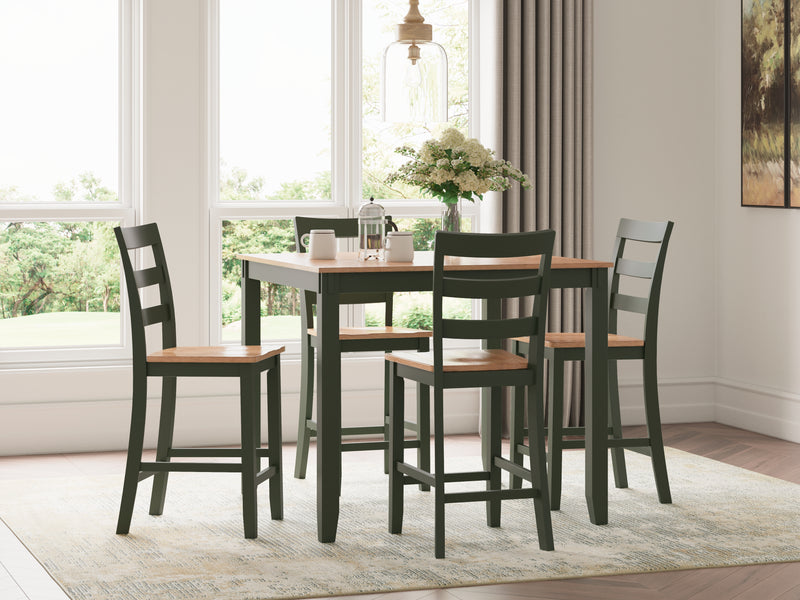 Evee Outdoor & More - Ashley Furniture - Gesthaven Dining Room - DRM Counter Table Set (5/CN) / Natural/Green - D401-223