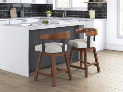 Evee Outdoor & More - Ashley Furniture - Ralene Dining Room - Counter Height Barstool (Set of 2) / Medium Brown - D594-224X2