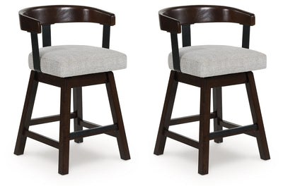 Evee Outdoor & More - Ashley Furniture - Haddigan Dining Room - Counter Height Barstool (Set of 2) / Dark Brown - D596-224X2