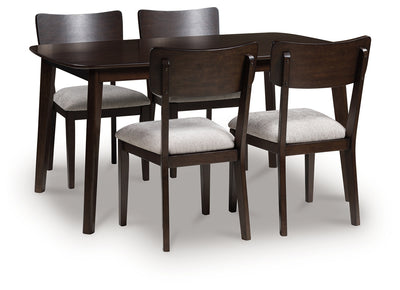 Evee Outdoor & More - Ashley Furniture - Mallenette Dining Table and 4 Chairs (Set of 5) - Dining Room Table Set (5/CN) / Merlot - PCD607-225