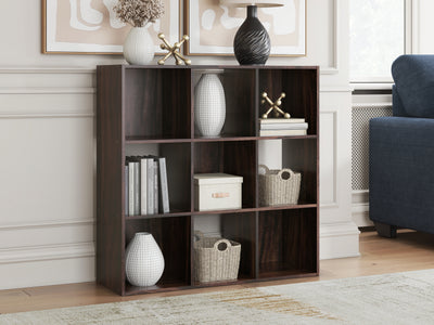 Evee Outdoor & More - Ashley Furniture - Glosmount Nine Cube Organizer - Nine Cube Organizer / Cherry/Light Brown - EA1055-3X3