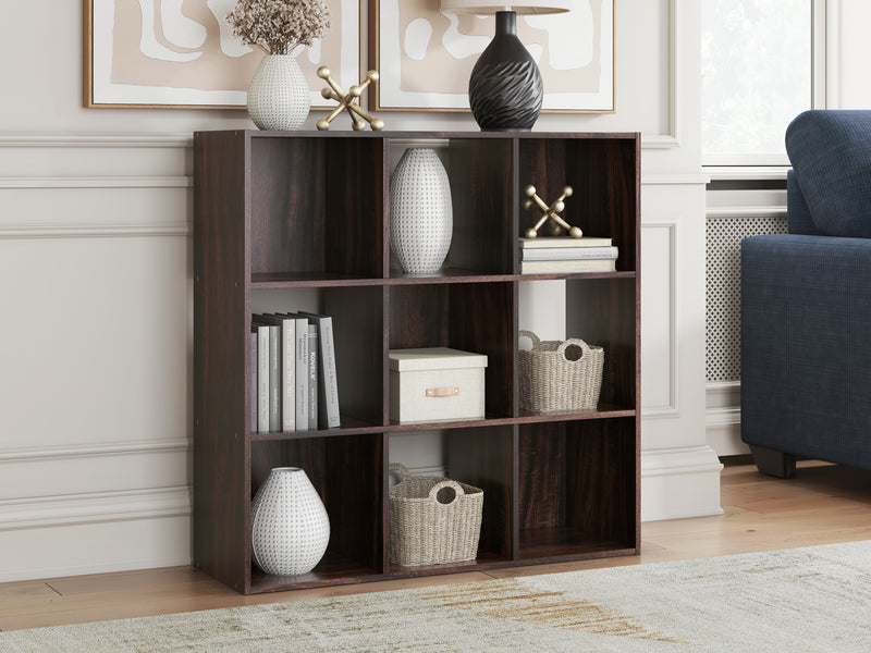 Evee Outdoor & More - Ashley Furniture - Glosmount Nine Cube Organizer - Nine Cube Organizer / Cherry/Light Brown - EA1055-3X3