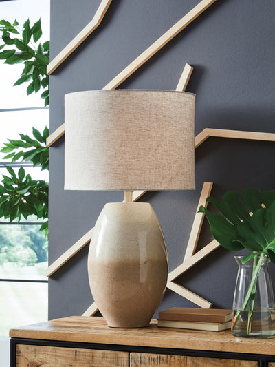 Evee Outdoor & More - Ashley Furniture - Linas Lighting - Metal Table Lamp (1/CN) / Cream/Beige - L207594