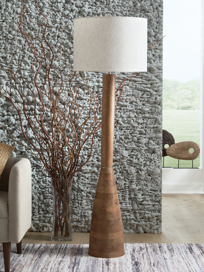 Evee Outdoor & More - Ashley Furniture - Ailsa Lighting - Wood Floor Lamp (1/CN) / Natural Brown - L329111
