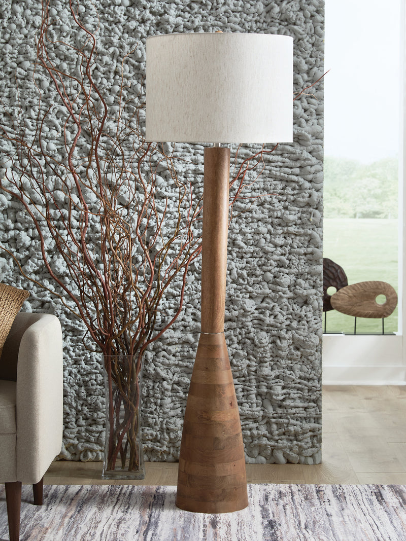 Evee Outdoor & More - Ashley Furniture - Ailsa Lighting - Wood Floor Lamp (1/CN) / Natural Brown - L329111