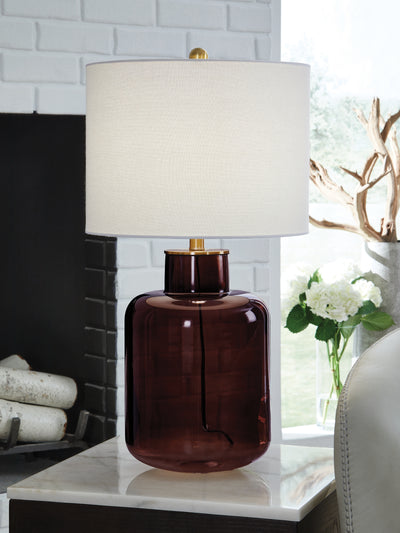 Evee Outdoor & More - Ashley Furniture - Mette Lighting - Glass Table Lamp (1/CN) / Brown/Gold Finish - L430924