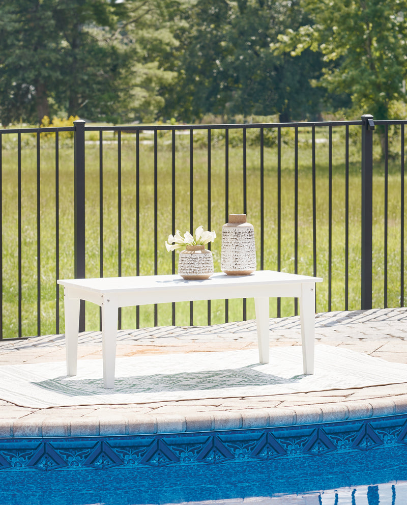 Evee Outdoor & More - Ashley Furniture - Hyland wave Outdoor - Rectangular Cocktail Table / White - P111-701