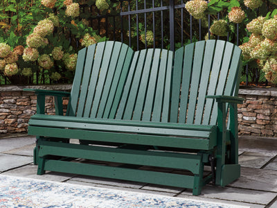 Evee Outdoor & More - Ashley Furniture - Shell Beach Outdoor - Loveseat Glider / Green - PCP115-835