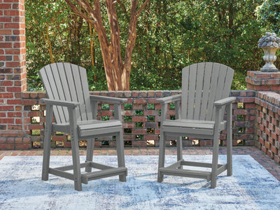Evee Outdoor & More - Ashley Furniture - Sanctuary Beach Outdoor - Barstool (Set of 2) / Dark Gray - PCP227-124