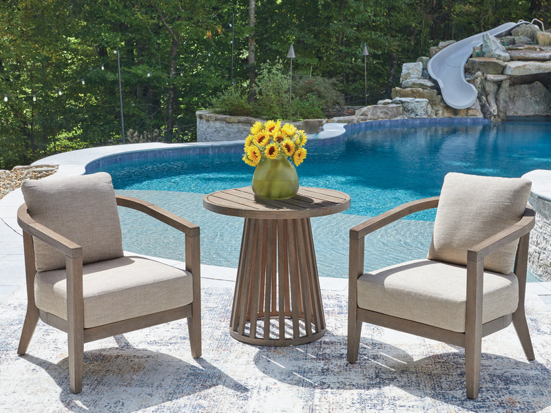 Evee Outdoor & More - Ashley Furniture - Joy Lagoon Outdoor - Chairs w/CUSH/Table Set (3/CN) - PCP310-050