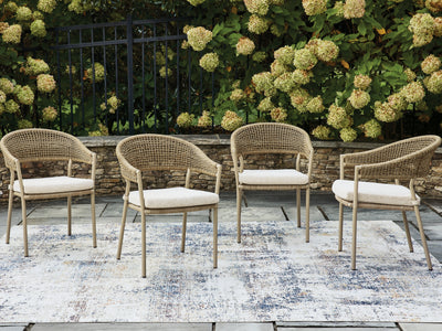 Evee Outdoor & More - Ashley Furniture - Orchard Beach Outdoor - Arm Chair With Cushion (4/CN) / Beige - PCP373-601A