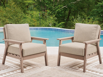 Evee Outdoor & More - Ashley Furniture - Grover Beach Outdoor - Lounge Chair w/Cushion (Set of 2) - PCP422-820