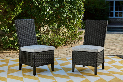 Evee Outdoor & More - Ashley Furniture - Beachcroft Outdoor - Side Chair with Cushion (Set of 2) / Black/Light Gray - P792-601