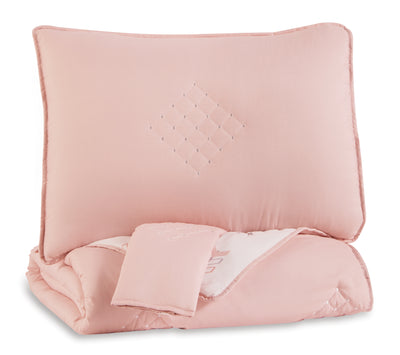 Evee Outdoor & More - Ashley Furniture - Lexann Full Comforter Set - Full Comforter Set / Pink/White/Gray - Q901003F