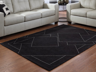 Evee Outdoor & More - Ashley Furniture - Marav Rug - 5' x 7' Area Rug / Black/White - R407532
