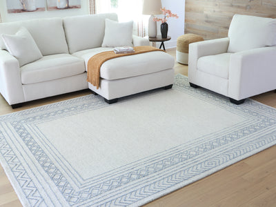 Evee Outdoor & More - Ashley Furniture - Azelhurst Rug - 7'8" x 10' Area Rug / Blue/Ivory/Gray - R407851