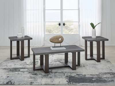 Evee Outdoor & More - Ashley Furniture - Dynnford Table (Set of 3) - Occasional Table Set (3/CN) / Gray/Brown - T216-13