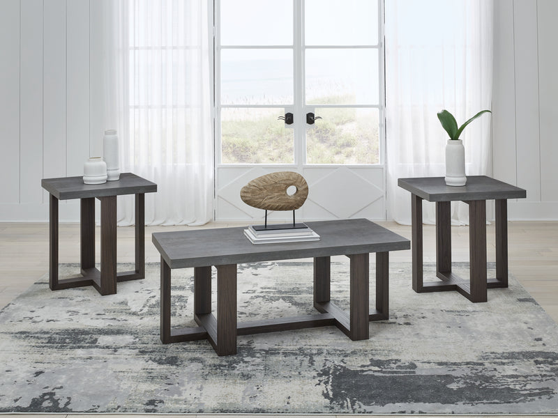 Evee Outdoor & More - Ashley Furniture - Dynnford Table (Set of 3) - Occasional Table Set (3/CN) / Gray/Brown - T216-13