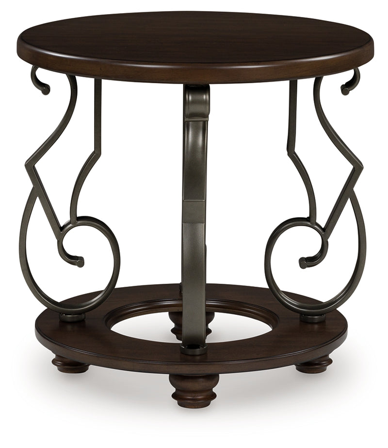 Evee Outdoor & More - Ashley Furniture - Frallyn End Table - Round End Table / Dark Brown - T623-6