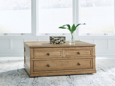 Evee Outdoor & More - Ashley Furniture - Sharlance Lift-Top Coffee Table - Lift Top Cocktail Table / Light Brown - T655-9