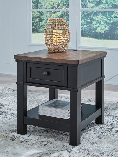 Evee Outdoor & More - Ashley Furniture - Wildenauer End Table - Rectangular End Table / Brown/Black - T664-3