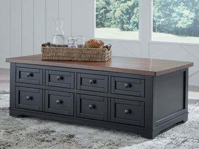 Evee Outdoor & More - Ashley Furniture - Wildenauer Lift-Top Coffee Table - Lift Top Cocktail Table / Brown/Black - T664-9