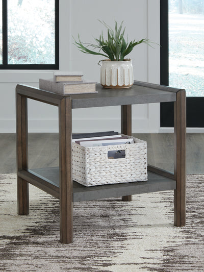 Evee Outdoor & More - Ashley Furniture - Kallenny End Table - Rectangular End Table / Brown/Gray - T669-3