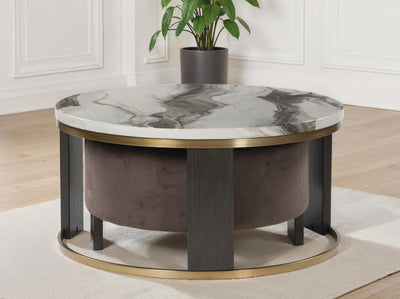 Evee Outdoor & More - Ashley Furniture - Jazmore Nesting Coffee Table (Set of 2) - Nesting Cocktail Tables (Set of 2) / Brown/Brass Finish - T671-22