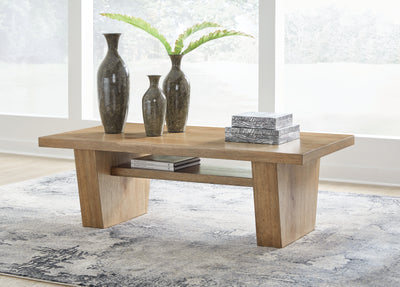 Evee Outdoor & More - Ashley Furniture - Kristiland Coffee Table - Rectangular Cocktail Table / Light Brown - T674-1