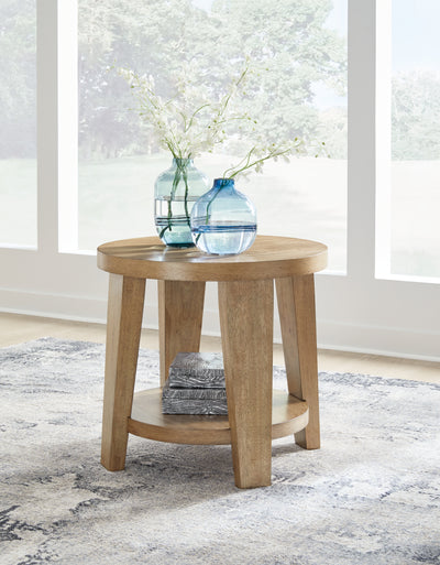 Evee Outdoor & More - Ashley Furniture - Kristiland End Table - Round End Table / Light Brown - T674-6