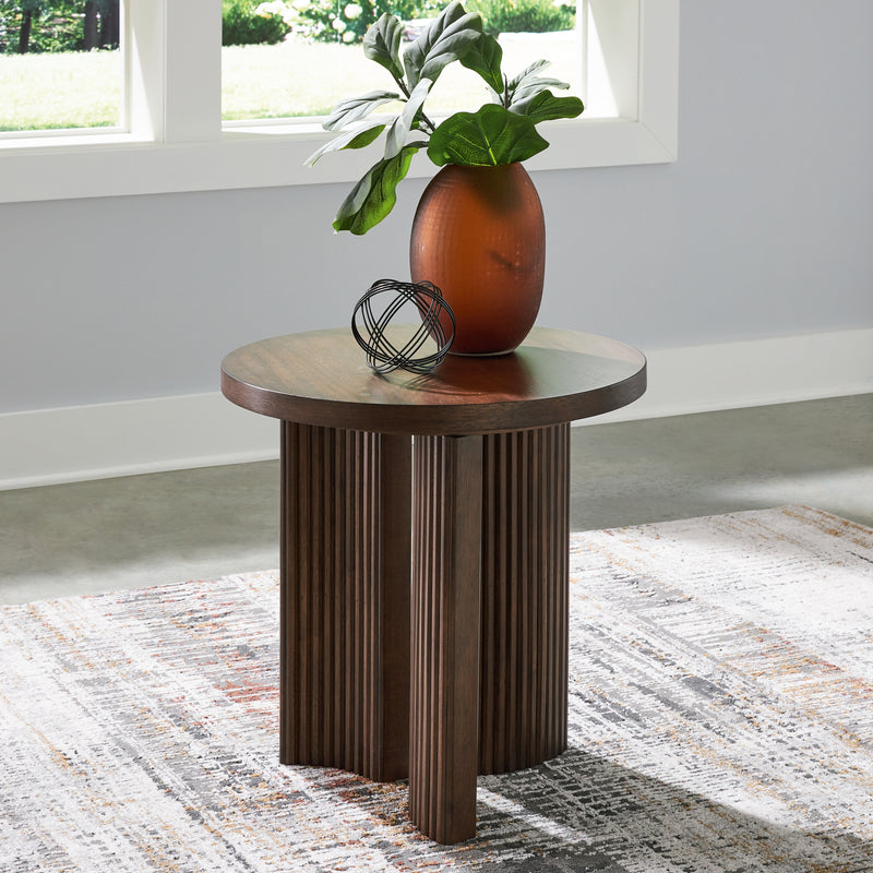 Evee Outdoor & More - Ashley Furniture - Korestone End Table - Rectangular End Table / Dark Brown - T438-3