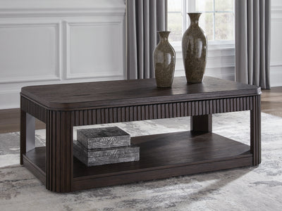 Evee Outdoor & More - Ashley Furniture - Carlibrie Lift-Top Coffee Table - Lift Top Cocktail Table / Warm Brown - T700-9