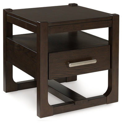 Evee Outdoor & More - Ashley Furniture - Breckington End Table - Rectangular End Table / Dark Brown - T656-3